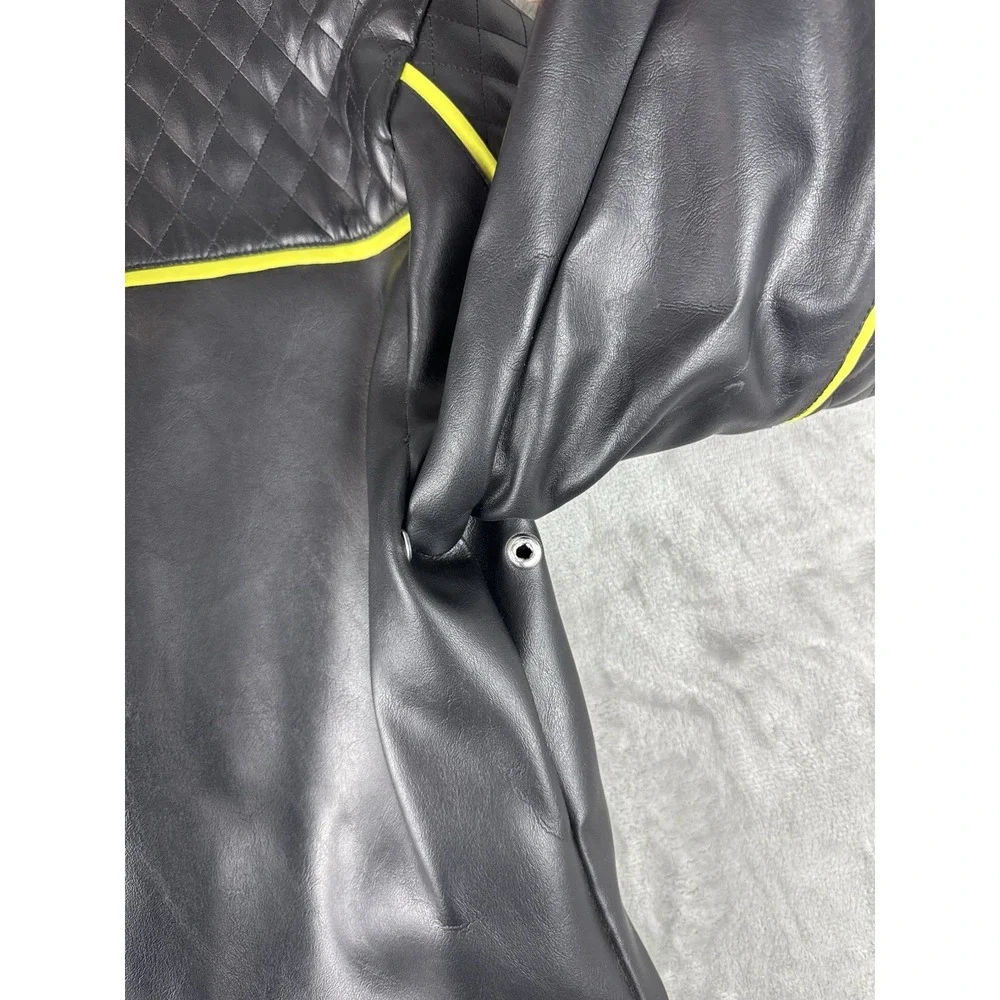 Vintage LIP SERVICE‎ Rock Moto Full Zip Jacket Womens Size Large PVC Cloth USA